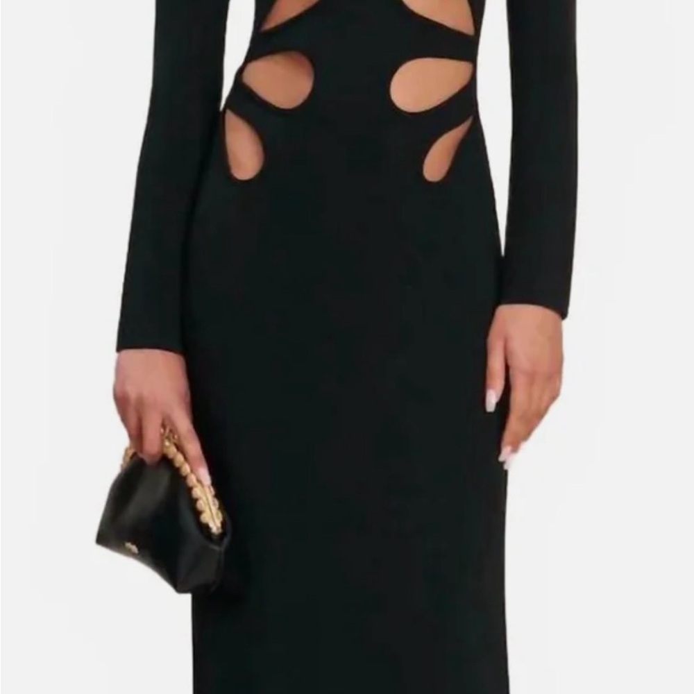 Cult Gaia Black Long Sleeve Cut-Out Dress